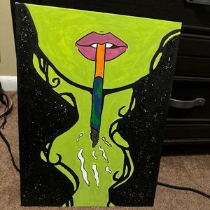 Smoking Painting , which is a 13 by 30inch , painted only on front .